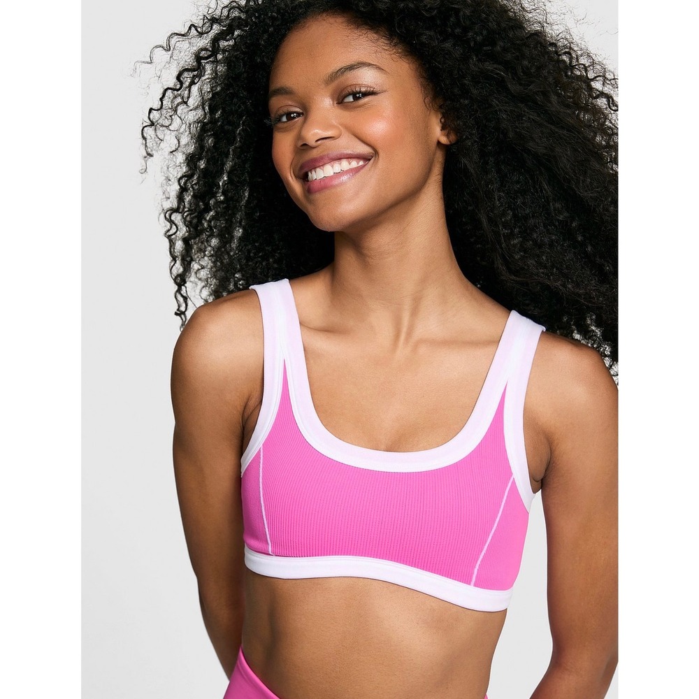 PINK Victoria's Secret The Wave Soft Seamless‎ Contour Sports Bra Pink XXL New